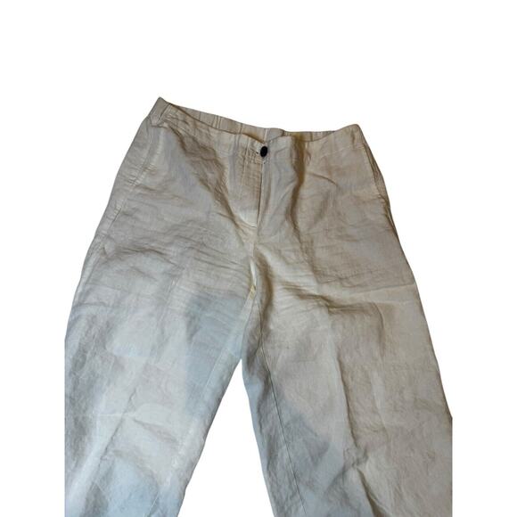 J. Jill Medium Petite Love linen stretch Zip white Wide Leg Capri pants - Picture 2 of 6